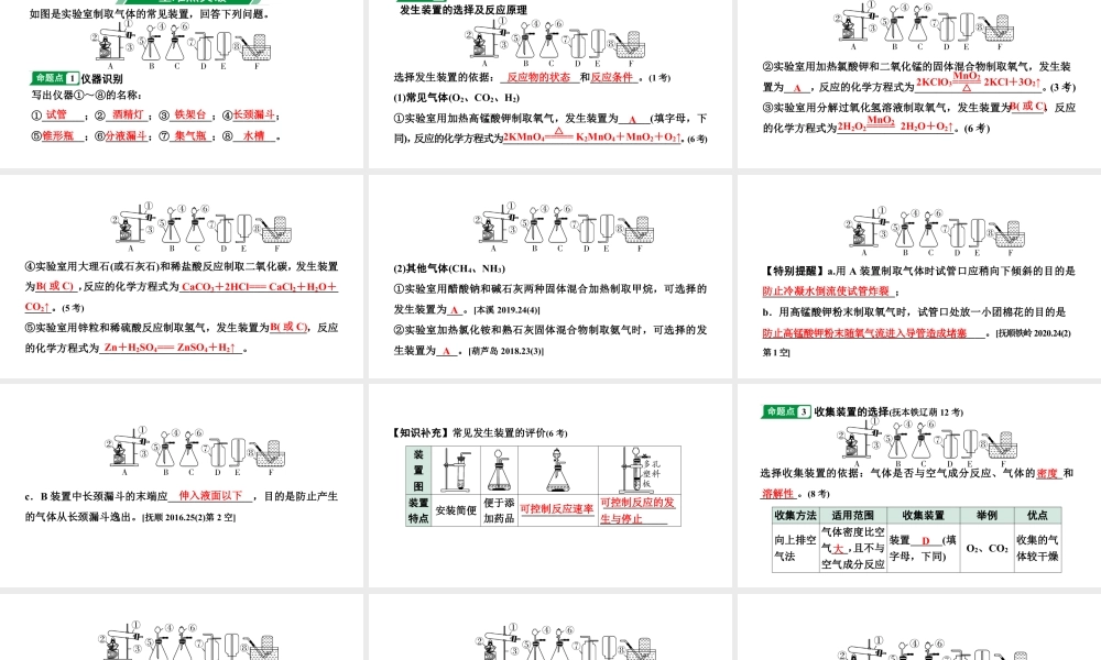 2024辽宁中考化学二轮重点专题研究 专题六 常见气体的制取（课件）.pptx