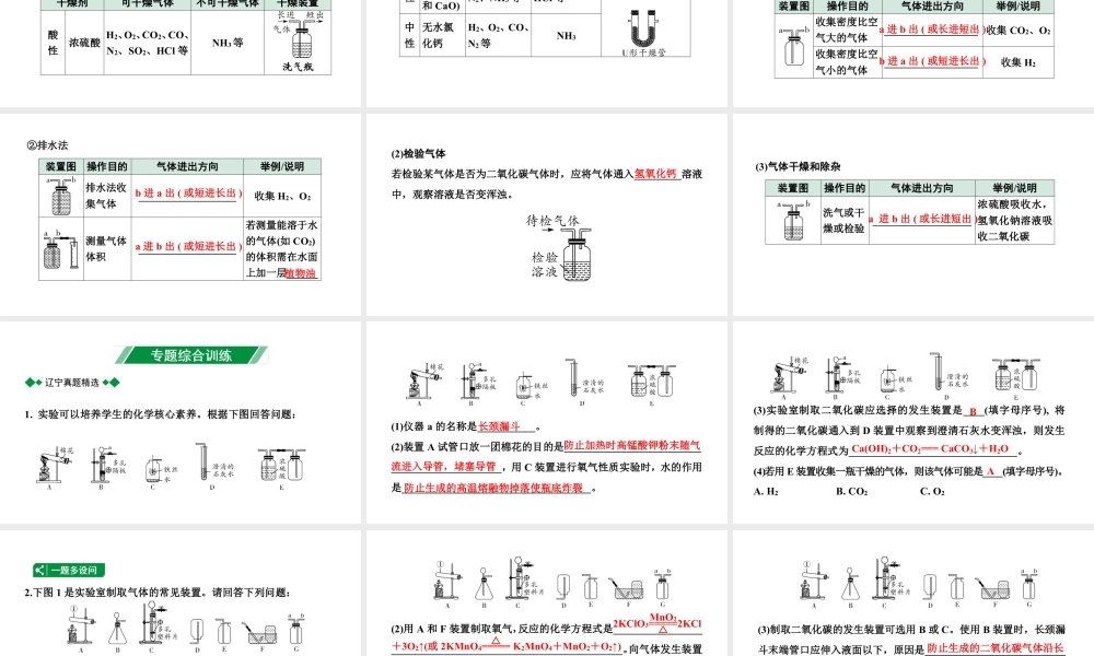 2024辽宁中考化学二轮重点专题研究 专题六 常见气体的制取（课件）.pptx