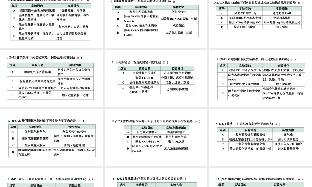 2024辽宁中考化学二轮重点专题研究 专题三  检验与鉴别、除杂与分离（课件）.pptx