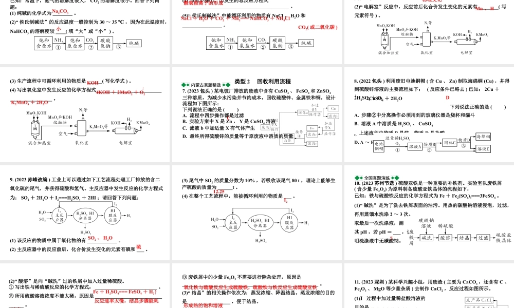 2024内蒙古中考化学二轮专题突破 专题五　工艺流程题（课件）.pptx