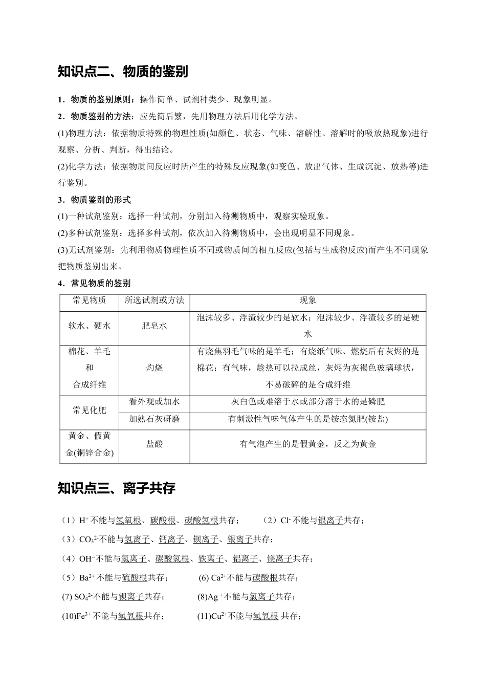 2024年中考化学二轮题型突破限时精练 物质的检验、鉴别、除杂、共存（含解析）.pdf_第3页