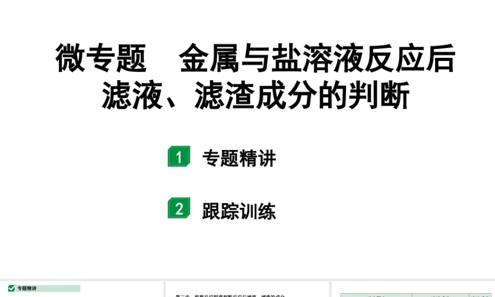 2024宁夏中考化学二轮重点专题突破 微专题 金属与盐溶液反应后滤液、滤渣成分的判断（课件）.ppt