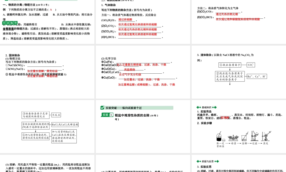 2024宁夏中考化学二轮重点专题突破 微专题 物质的分离与除杂（课件）.pptx