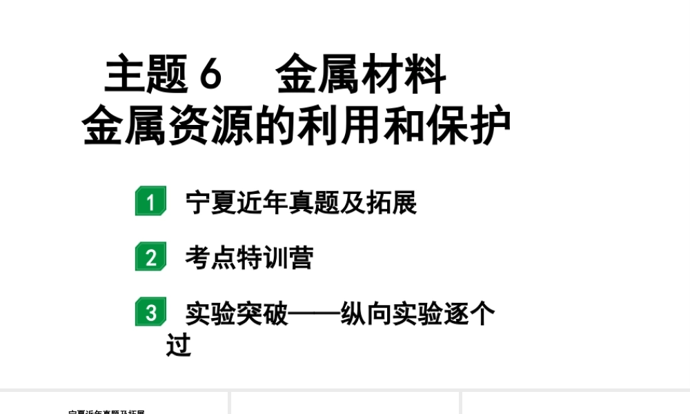 2024宁夏中考化学二轮重点专题突破 主题6 金属材料 金属资源的利用和保护（课件）.pptx