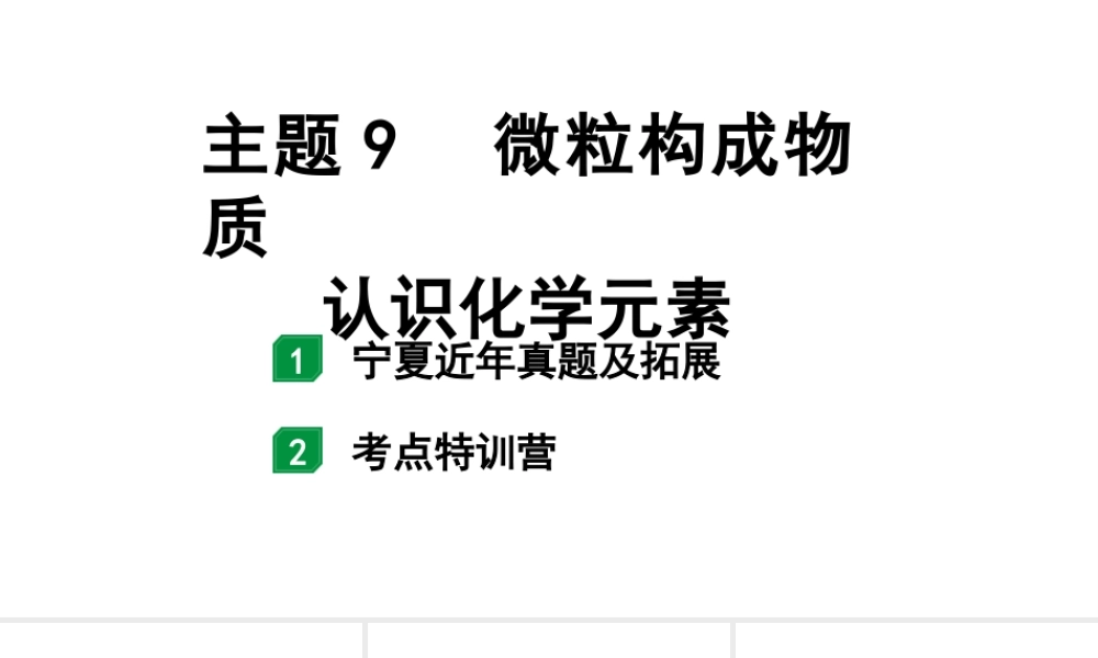 2024宁夏中考化学二轮重点专题突破 主题9 微粒构成物质 认识化学元素（课件）.pptx