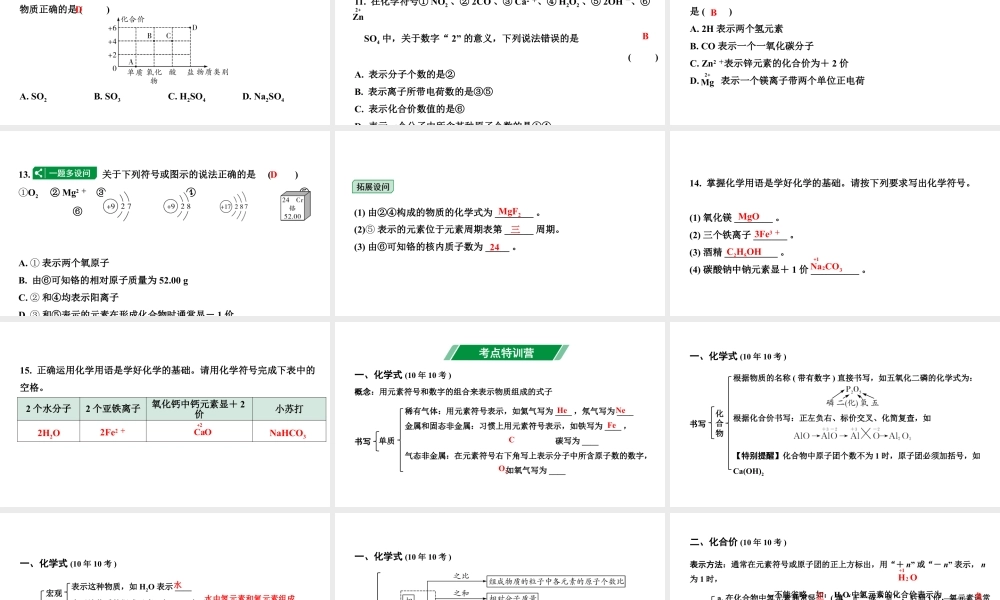 2024宁夏中考化学二轮重点专题突破 主题10 物质组成的表示（课件）.pptx