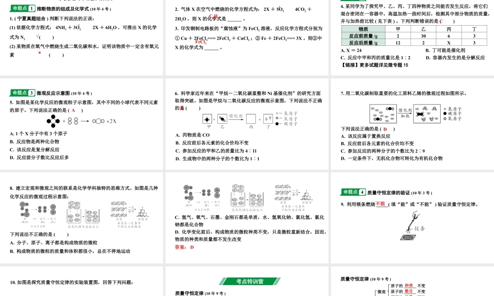 2024宁夏中考化学二轮重点专题突破 主题12　质量守恒定律（课件）.pptx