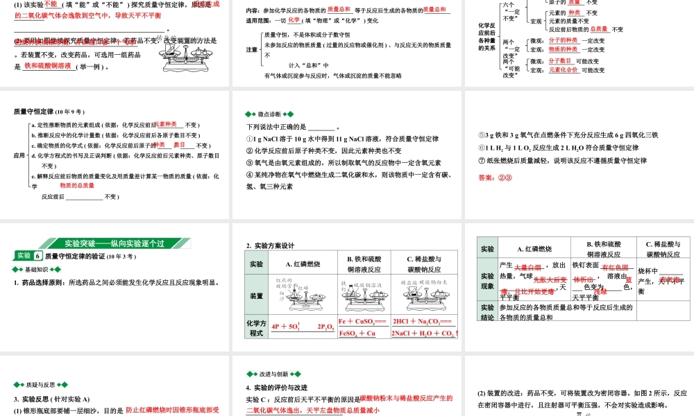 2024宁夏中考化学二轮重点专题突破 主题12　质量守恒定律（课件）.pptx