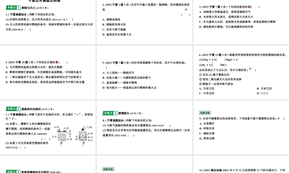 2024宁夏中考化学二轮重点专题突破 主题14 化学与能源和资源的利用（课件）.pptx