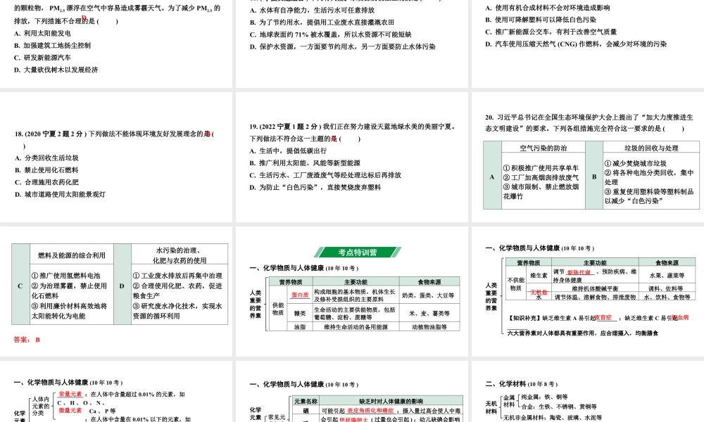 2024宁夏中考化学二轮重点专题突破 主题15 化学与生活（课件）.pptx