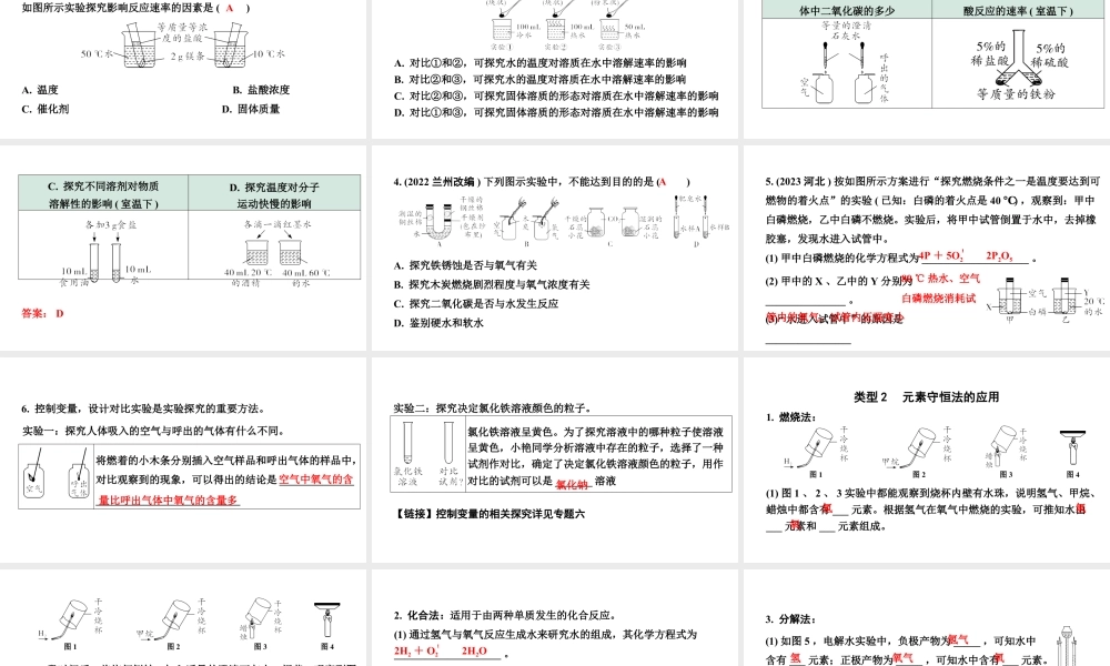 2024宁夏中考化学二轮重点专题突破 主题17 横向实验归类练（课件）.pptx