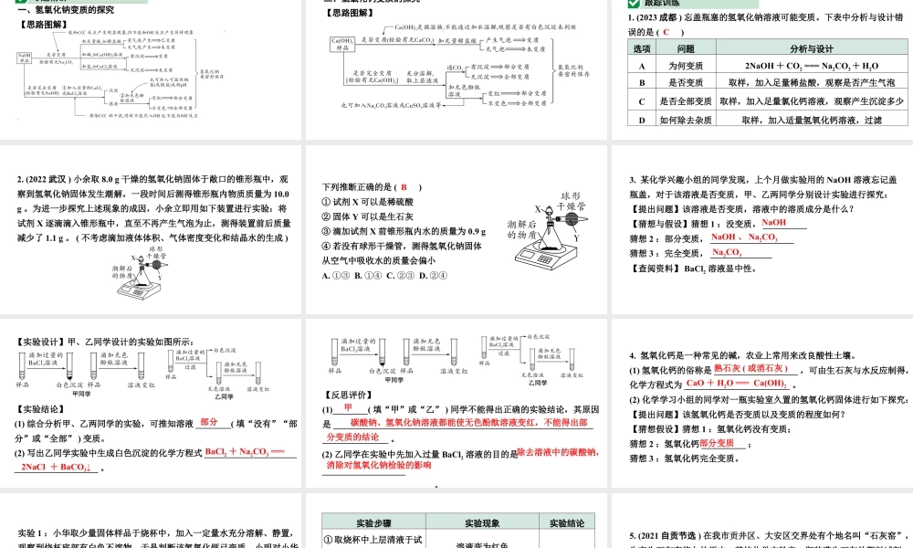 2024山东中考化学二轮专题复习 微专题 碱质变的探究（课件）.pptx