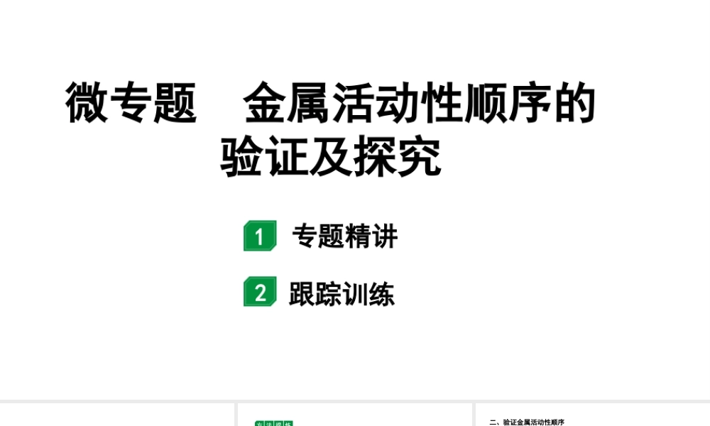 2024山东中考化学二轮专题复习 微专题 金属活动性顺序的验证及探究（课件）.pptx