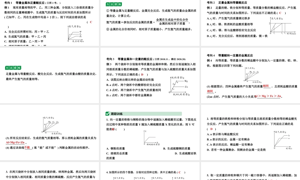 2024山东中考化学二轮专题复习 微专题 金属与酸反应的图像（课件）.pptx