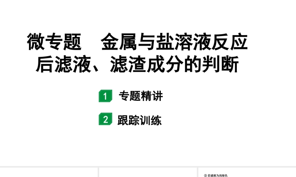 2024山东中考化学二轮专题复习 微专题 金属与盐溶液反应后滤液、滤渣成分的判断（课件）.pptx