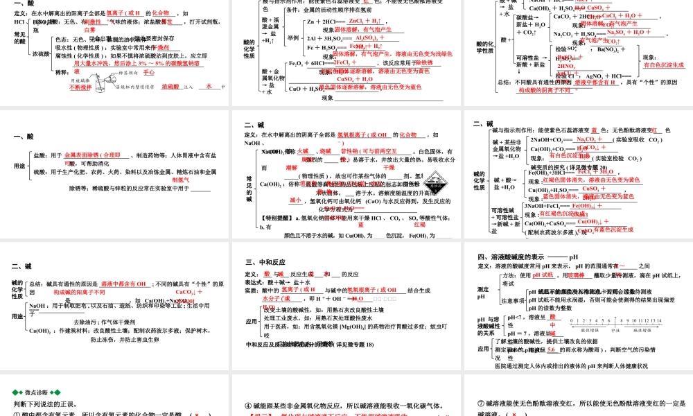 2024山东中考化学二轮专题复习 微专题 酸和碱的基础知识（课件）.pptx