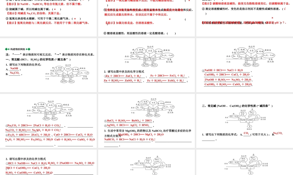 2024山东中考化学二轮专题复习 微专题 酸和碱的基础知识（课件）.pptx