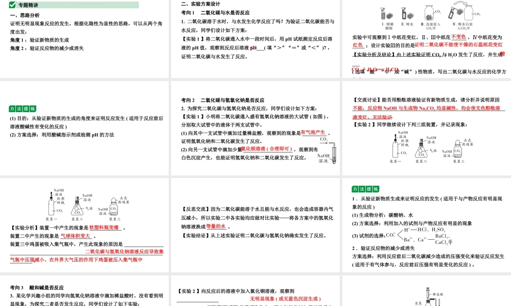 2024山东中考化学二轮专题复习 微专题 无明显现象的探究（课件）.pptx