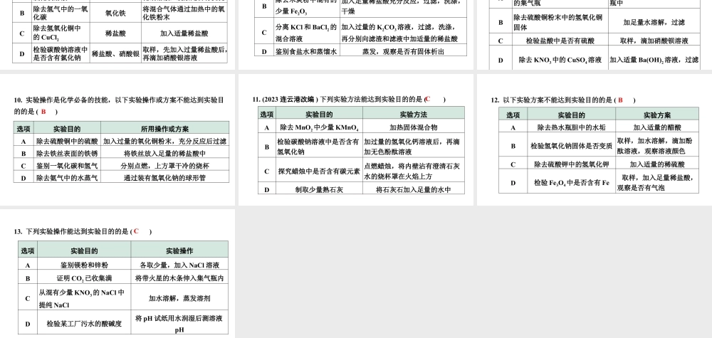 2024山东中考化学二轮专题复习 微专题 物质的除杂与分离（课件）.pptx