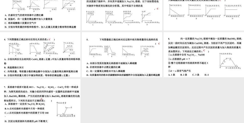 2024山东中考化学二轮专题复习 专题三 坐标曲线题（课件）.pptx