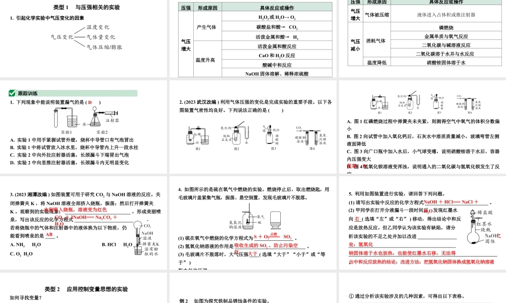 2024山东中考化学二轮专题复习 专题一 横向实验归类练（课件）.pptx