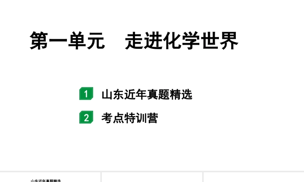 2024山东中考化学一轮复习 中考考点研究 第一单元 走进化学世界（课件）.pptx