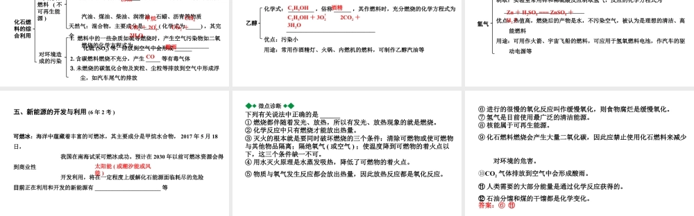 2024山西中考化学二轮复习之中考题型研究 主题14 化学与能源和资源的利用（课件）.pptx