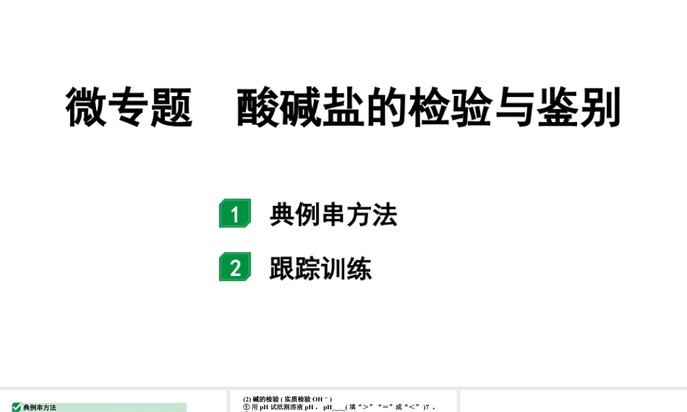 2024陕西中考化学二轮复习之陕西中考考点研究 微专题 酸碱盐的检验与鉴别（课件）.pptx