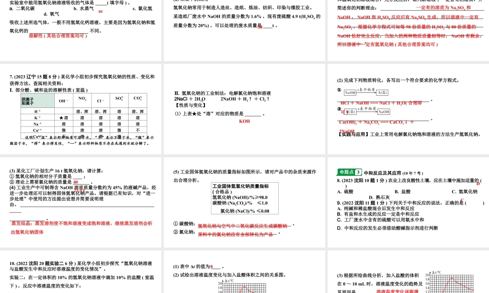 2024沈阳中考化学二轮专题突破 常见的酸和碱（课件）.pptx