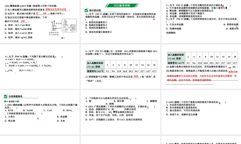 2024沈阳中考化学二轮专题突破 常见的酸和碱（课件）.pptx