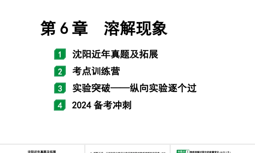 2024沈阳中考化学二轮专题突破 第6章  溶解现象（课件）.pptx