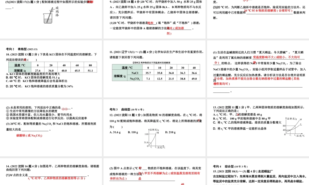 2024沈阳中考化学二轮专题突破 第6章  溶解现象（课件）.pptx