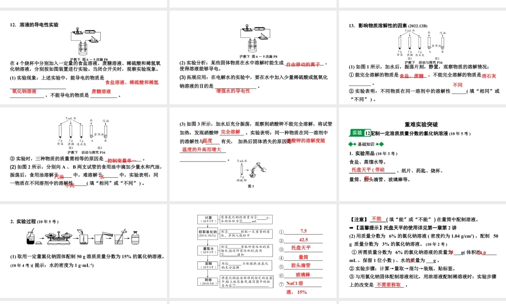 2024沈阳中考化学二轮专题突破 第6章  溶解现象（课件）.pptx