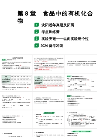 2024沈阳中考化学二轮专题突破 第8章  食品中的有机化合物（课件）.pptx
