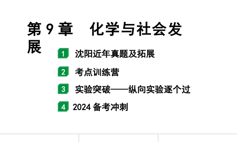 2024沈阳中考化学二轮专题突破 第9章  化学与社会发展（课件）.ppt