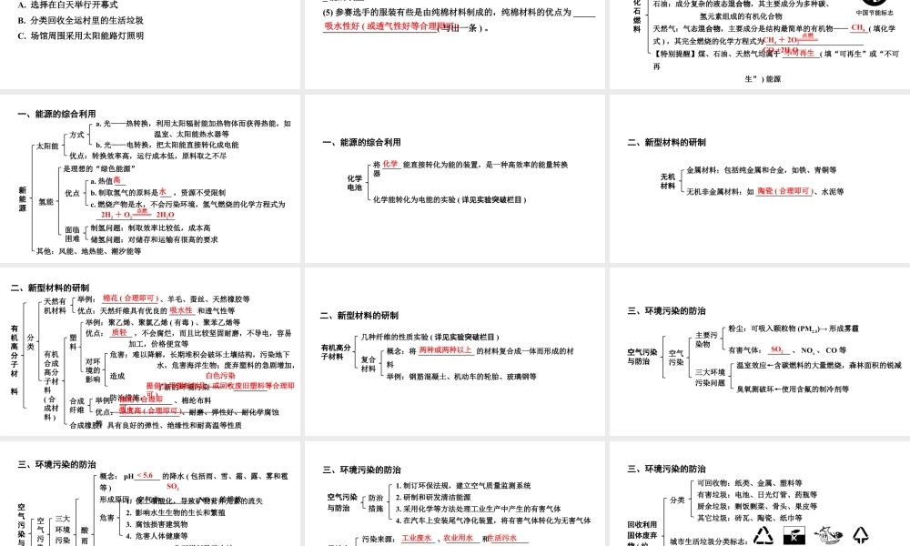 2024沈阳中考化学二轮专题突破 第9章  化学与社会发展（课件）.ppt