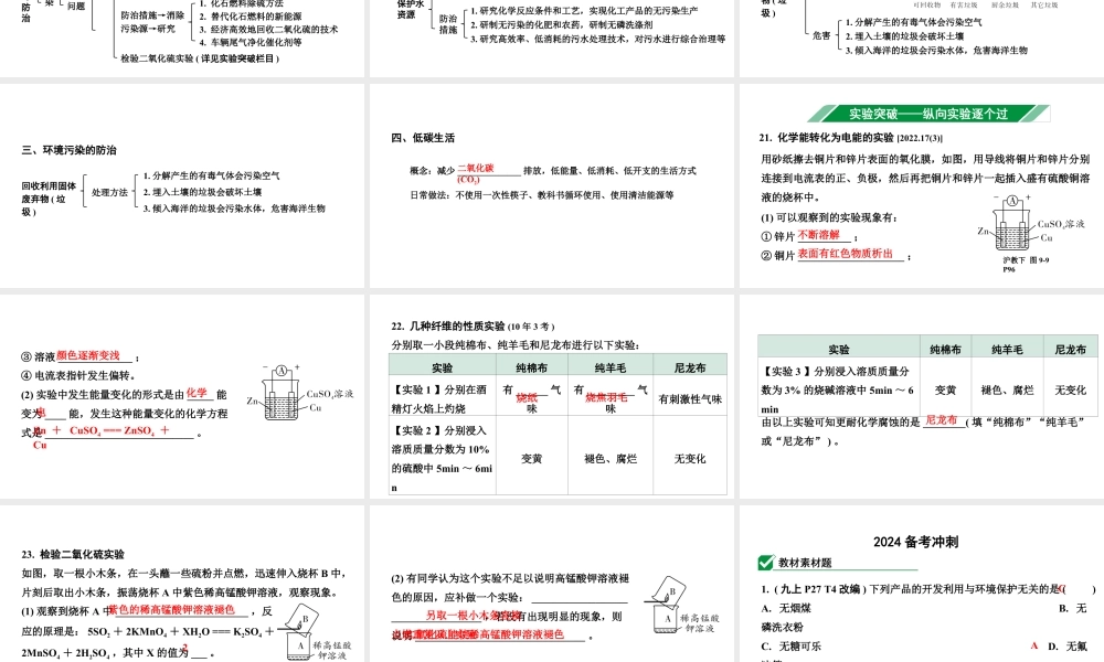 2024沈阳中考化学二轮专题突破 第9章  化学与社会发展（课件）.ppt