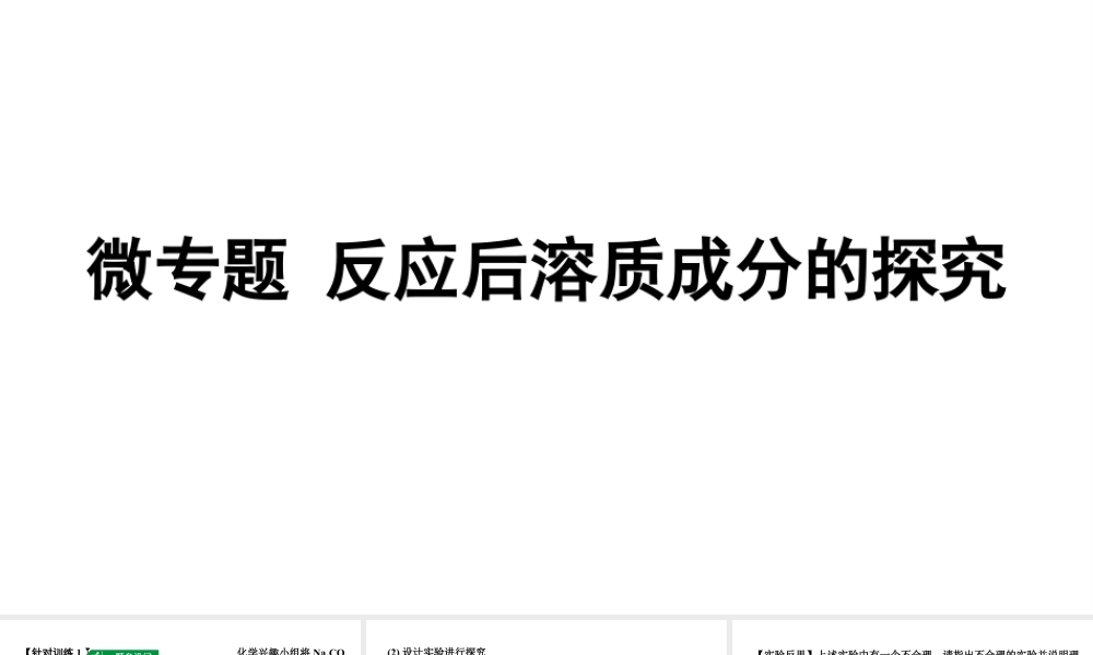 2024沈阳中考化学二轮专题突破 微专题 反应后溶质成分的探究（课件）.pptx