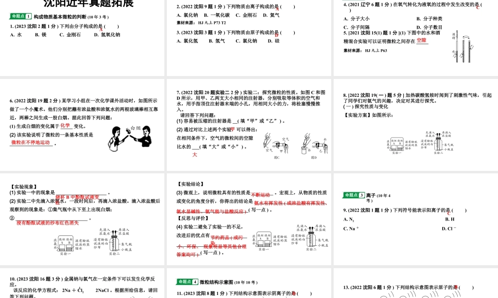 2024沈阳中考化学二轮专题突破 微专题 构成物质的基本微粒（课件）.pptx