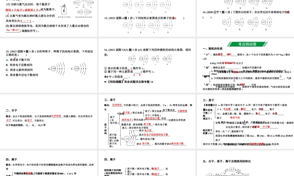 2024沈阳中考化学二轮专题突破 微专题 构成物质的基本微粒（课件）.pptx