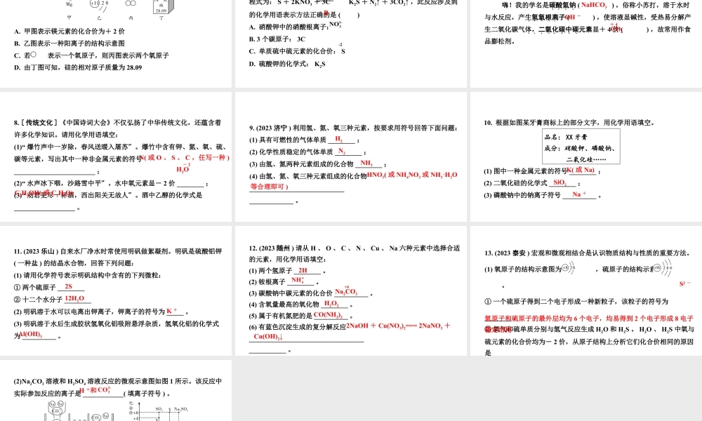 2024沈阳中考化学二轮专题突破 微专题 化学用语（课件）.pptx