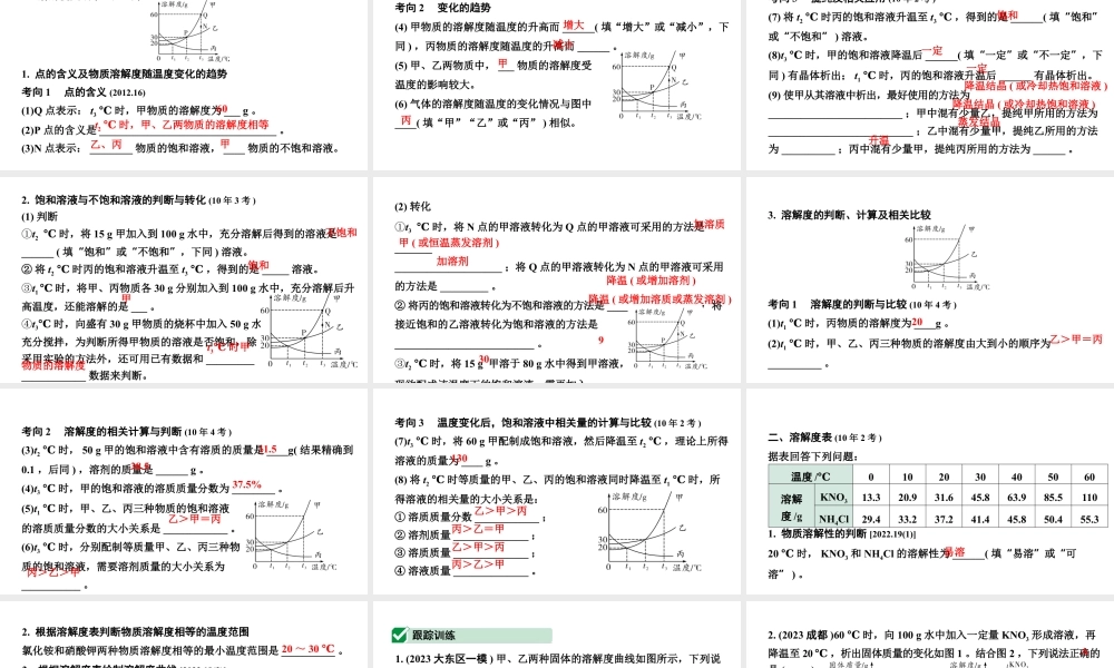 2024沈阳中考化学二轮专题突破 微专题 溶解度及溶解度曲线（课件）.pptx