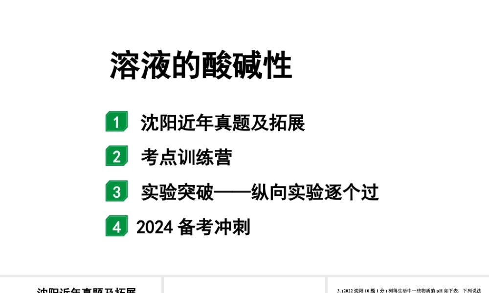 2024沈阳中考化学二轮专题突破 微专题 溶液的酸碱性（课件）.pptx