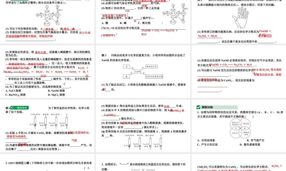 2024沈阳中考化学二轮专题突破 微专题 物质间的相互反应及规律（课件）.pptx