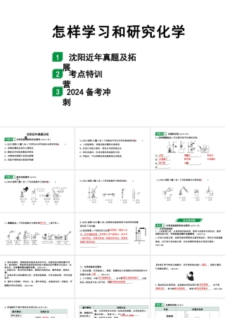 2024沈阳中考化学二轮专题突破 怎样学习和研究化学（课件）.pptx