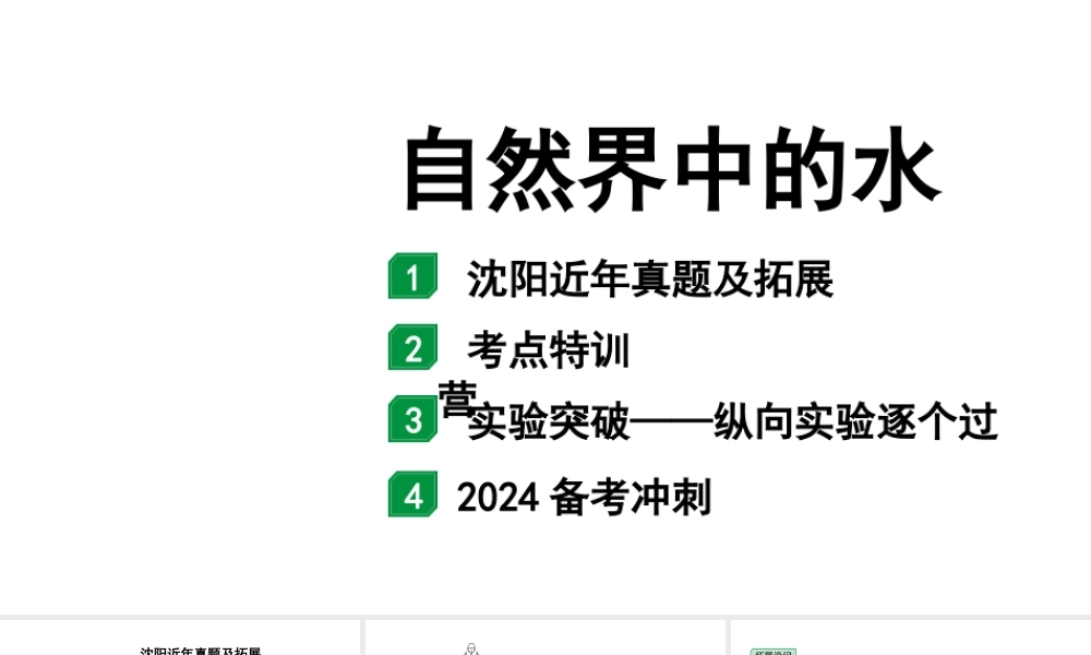 2024沈阳中考化学二轮专题突破 自然界中的水（课件）.pptx