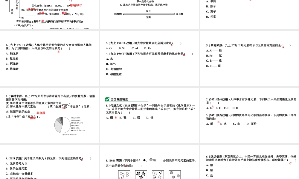 2024沈阳中考化学二轮专题突破 组成物质的化学元素（课件）.pptx