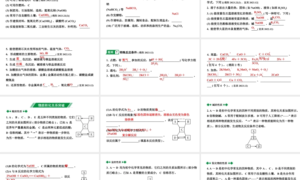 2024四川中考化学二轮复习 专题五 推断题（课件）.pptx