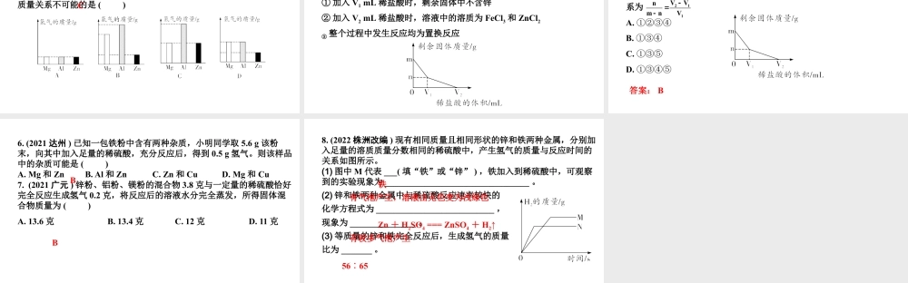 2024四川中考化学二轮复习微专题5 金属与酸反应的分析 （课件）.pptx