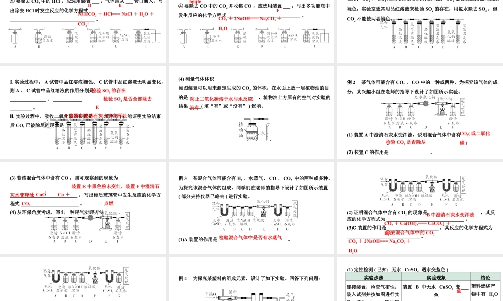 2024四川中考化学二轮复习微专题7 混合气体的处理 （课件）.pptx